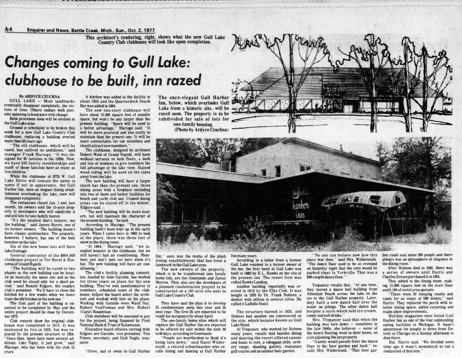Gull Harbor Inn - Oct 2 1977 Article On Destruction